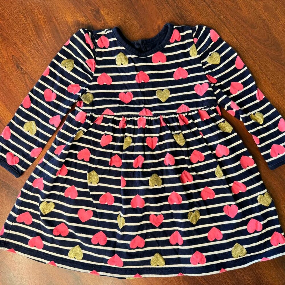 Blue and White Valentines Striped Baby Gap Dress
